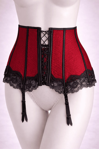 Red black lace up - &,
