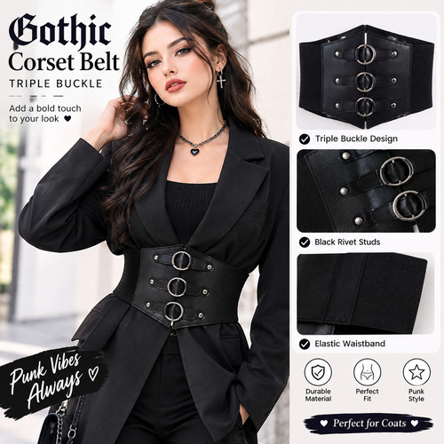 Gothic corset belt - gothic, triple