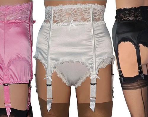Satin strap suspender belt - satin,