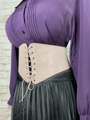 Pink faux suede waist clincher - faux,